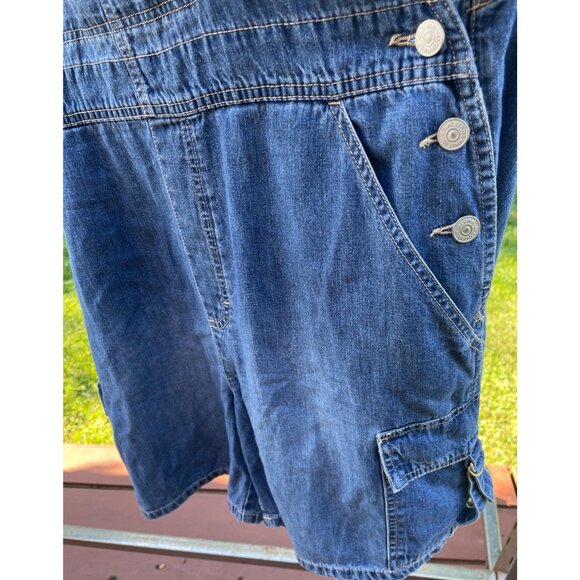 Gloria Vanderbilt Womens Denim Overalls Size L Blue Y2K Wide Leg Comfort Pockets - Picture 2 of 11